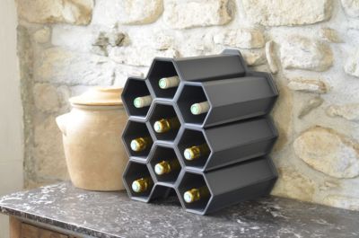 Range bouteilles anthracite mat Eda 3 bouteilles