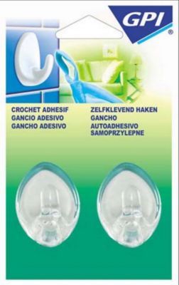 2 crochets ovale GPI grand modèle adhésifs blanc transparent