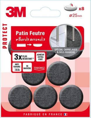 Patin feutre adhésif bi-matière ø 25 mm, 8 pièces