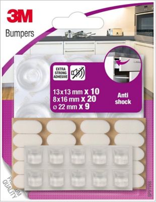 Patin adhésif amortisseur anti-choc transparent & blanc, assortiment 39 pièces