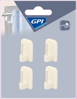 Crochet tringle à rideau blanc tige metal