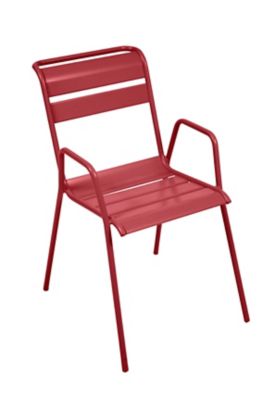 fauteuil de jardin fermob monceau en acier - coloris rouge piment - hauteur 86 cm