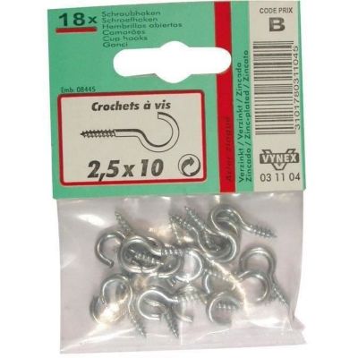 Crochet acier zingué 2.5x10mm lot de - vue 2