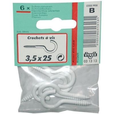 Crochet à vis acier rilsanisé 3.5x20 mm - vue 2