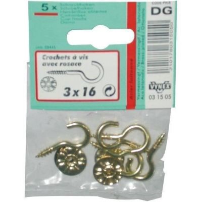 Crochet acier laitonné avec rosace 3.5x20 mm - vue 2