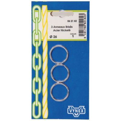 VYNEX Blister de 3 Anneaux brisé nickelé Ø26mm - vue 2