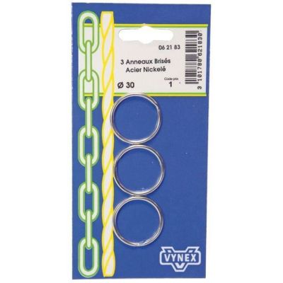 VYNEX Blister de 3 Anneaux brisé nickelé Ø30mm - vue 2