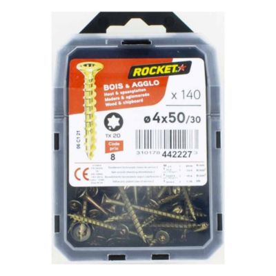 Vis Rocket ROCKET 4 x 50 mm Tête fraisée Lot de 140 Antifendage - vue 1
