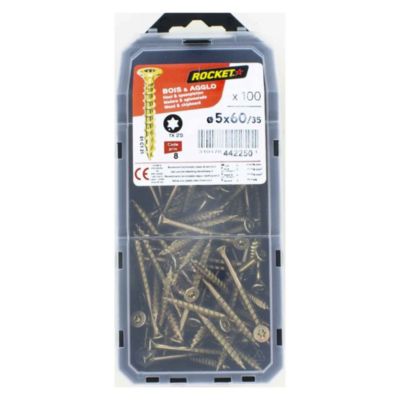Vis rocket ROCKET 5 x 60 mm Tête fraisée Lot de 100 Antifendage - vue 1