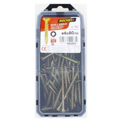 Vis rocket tête fraisée étoile ROCKET 6 x 80 mm lot de 70 Acier Antifendage - vue 2
