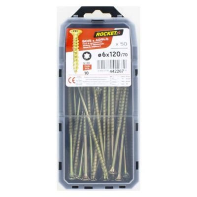 Vis ROCKET Tête fraisée étoile 6 x 120 mm Antifendage Lot de 50 pièces - vue 2