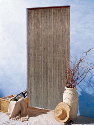 Morel Rideau de porte Acajou bâtonnets bambou vernis - 90x200 cm Marron - vue 2