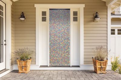 Rideau de porte Morel E534 Bubble Gum en perles de bois multicolore H.200 x l.90 cm