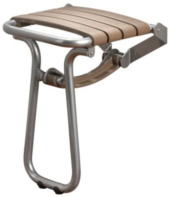 Siège de douche pieds alu, assise polypropylène coloris taupe l.36,4 x P.38,2 x H.50 cm
