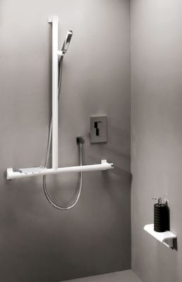 Barre de douche et support de douchette blanc