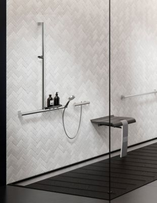 Barre de douche et support de douchette finition alu