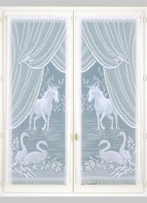 Paire de petits voilages Esprit "Equestre" (60x160 cm - Blanc)