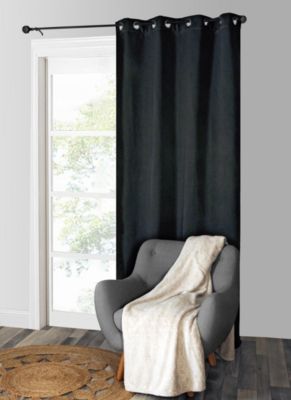 Rideau thermique 100% polyester avec œillets l.140 x H. 240 cm gris foncé