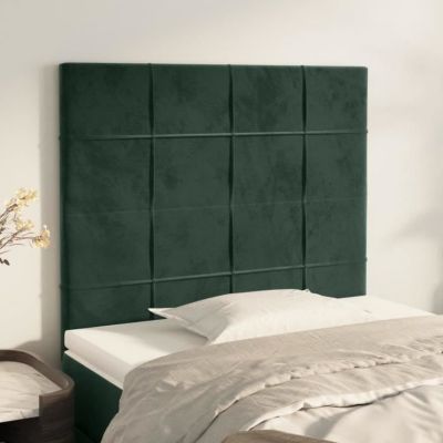 3116377 vidaXL Têtes de lit 2 pcs Vert foncé 100x5x78-88 cm Velours.