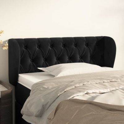 3117524 vidaXL Tête de lit avec oreilles Noir 103x23x78-88 cm Velours