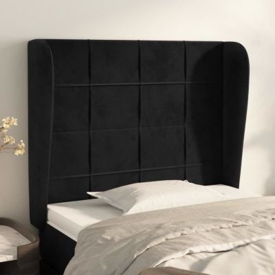 3118000 vidaXL Tête de lit avec oreilles Noir 103x23x118-128 cm Velours