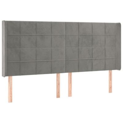 3119646 vidaXL Tête de lit avec oreilles Gris clair 203x16x118-128 cm Velours