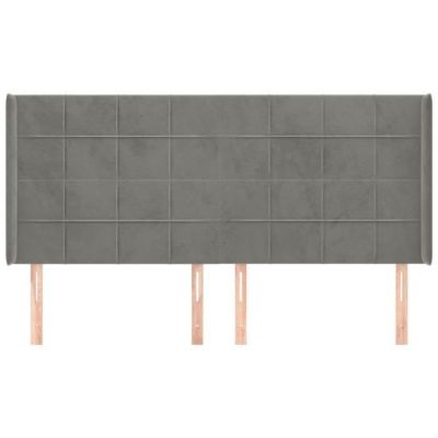 3119646 vidaXL Tête de lit avec oreilles Gris clair 203x16x118-128 cm Velours