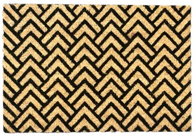 Tapis coco écru imprimé chevron 40 x 60 cm
