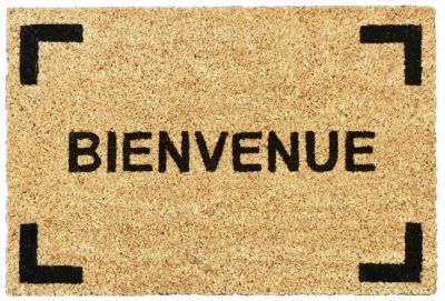 Tapis coco écru imprimé bienvenue 40 x 60 cm