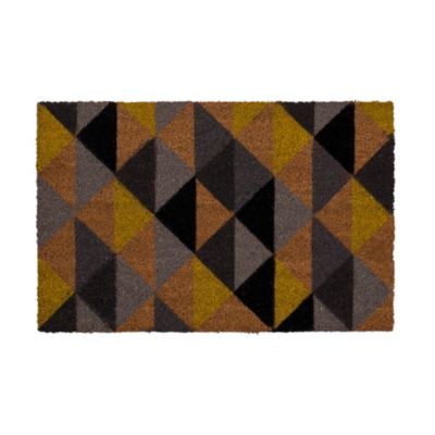 Tapis d'entrée en fibre de coco à motifs imprimé géométrique multicouleur L.60 x l.4 L.75 x l.45 x e