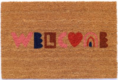 Tapis coco imprimé welcome rainbow L.60 x l.40cm