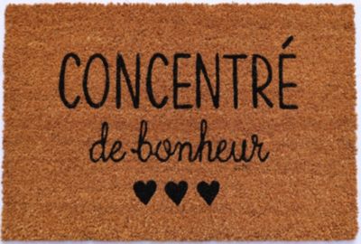 Tapis coco imprimé happiness L.60 x l.40cm