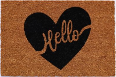 Tapis d'entrée coco imprimé cœur L.60 x l.40cm