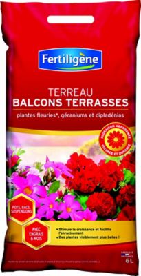FERTILIGENE Evergreen -  terreau balcons terrasses plantes fleuries, 6L