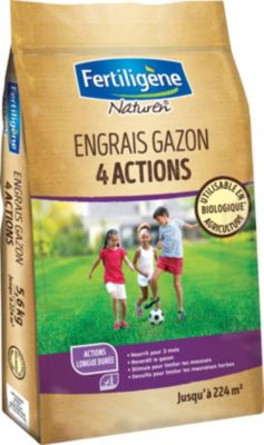 Engrais gazon 4 actions 224m² 5,6kg Fertiligène