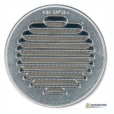 Grille d'aération métal Autogyre à persiennes avec moustiquaire brut Ø80 mm