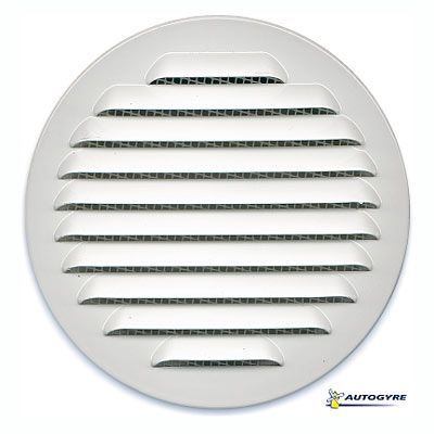 Grille d'aération métal Autogyre à persiennes avec moustiquaire blanche Ø100 mm - Autogyre