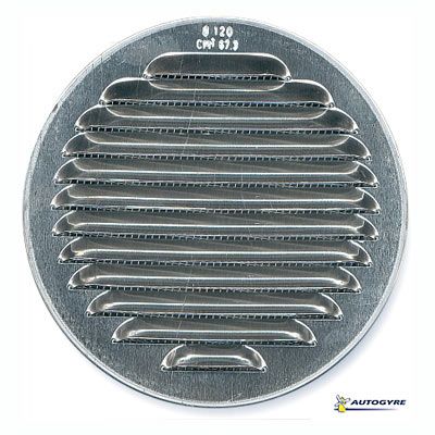 Grille d'aération métal Autogyre à persiennes avec moustiquaire brut Ø120 mm