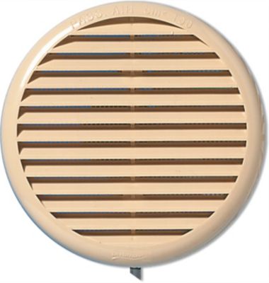 Grille d'aération PVC Autogyre à persiennes avec moustiquaire sable Ø 80 à 125 mm