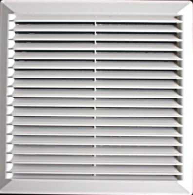 Grille d'aération PVC Autogyre à persiennes avec moustiquaire blanche 150 x 150 mm