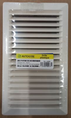 Grille d'aération PVC Autogyre avec moustiquaire blanche 100 x 200 mm - Autogyre