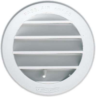 Grille d'aération PVC Autogyre à persiennes avec moustiquaire blanche réglable Ø100 mm