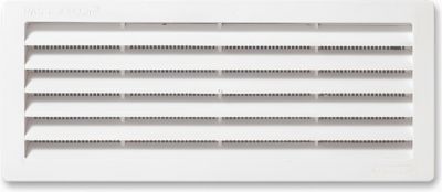 Grille d'aération PVC Autogyre à persiennes blanche réglable 140 x 340 mm