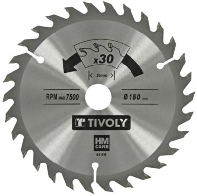 Tivoly Lame de Scie Circulaire D150mm 30 Dents en Carbure Pour Scie Portative Pour Découpe de Bois Durs