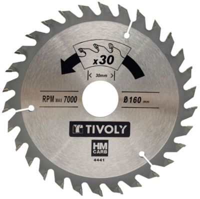 Tivoly Lame de Scie Circulaire D160mm 30 Dents en Carbure Pour Découpe du Bois Dur Pour Découpe du Bois Stratifié
