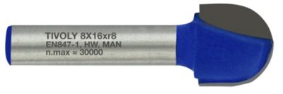 Fraise à canneler Tivoly Ø16mm 2 Lames Carbure Tige Ø8mm Travail du Bois
