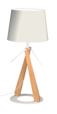 Aluminor Lampe de bureau Zazou Ampoule Led E27 Pied bois hêtre et socle acier laqué Abat jour - vue 2