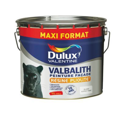 Peinture extérieure façade monocouche microporeuse Valbalith Dulux Valentine mat ton pierre 12L