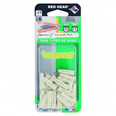 Lot de 25 chevilles à expansion grapex HEAD Diam.6 x .25 mm