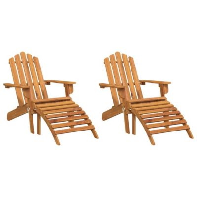 3145015 vidaXL Chaises Adirondack de jardin repose-pieds 2 pcs Bois d'acacia